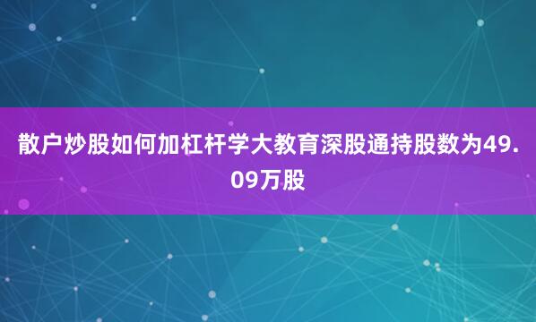 散户炒股如何加杠杆学大教育深股通持股数为49.09万股